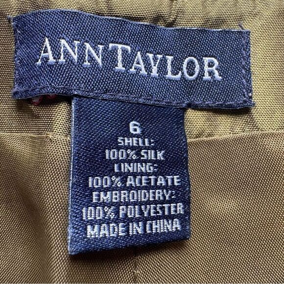 Ann Taylor Women's Silk Floral Olive Green Pants Pink/White Flowers Size 6 - Picture 4 of 8